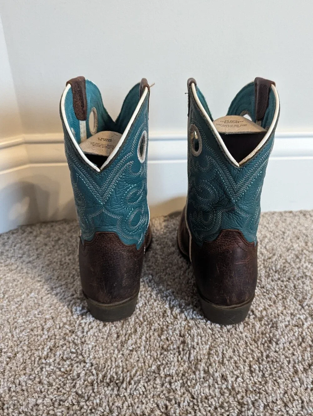 Ariat Youth Crossfire Western Square Toe Boot - Teal Blue sz 13.5